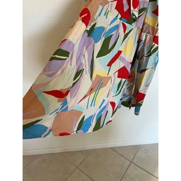 Eloquii Womens Skirt 24 Cotton Abstract Print Flouncy Boho Artsy Resort - Picture 7 of 8